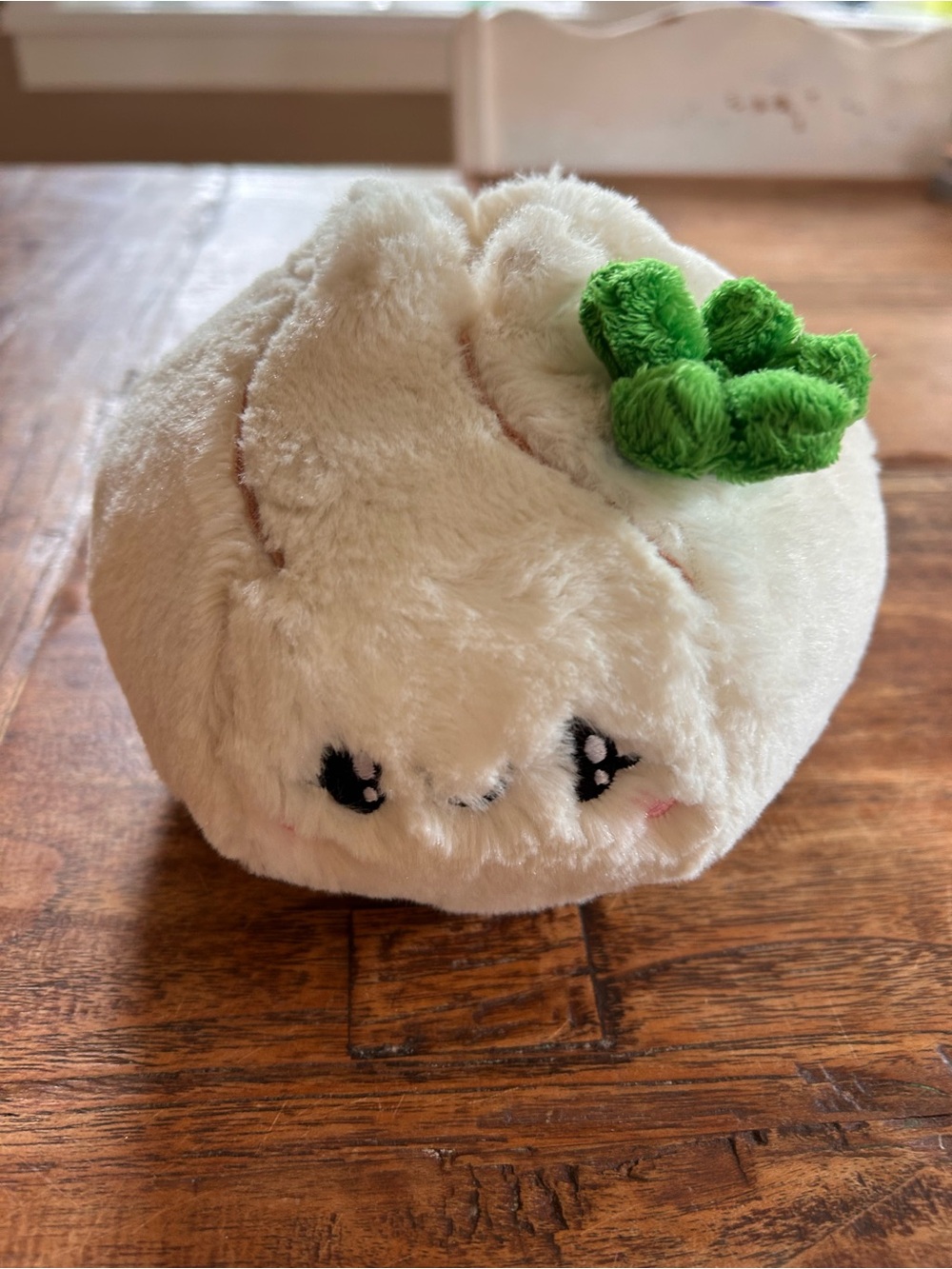 Bao Bun/ Dumpling Plush Stuffed Animal - Cream with Green Accent